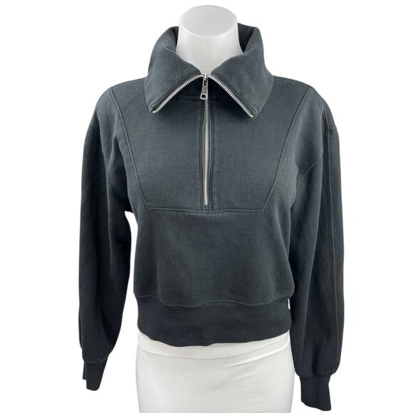 Abercrombie & Fitch Tops - Abercrombie & Fitch Black Half Zip Soft Collared Pullover Sweatshirt Top Size XS